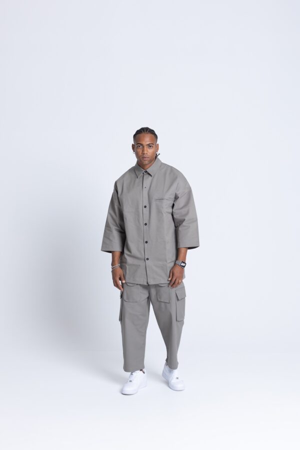 Devoted Minimalist Oversized Shirt Gray - Image 3
