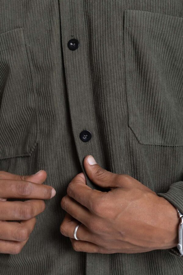 Devoted Corduroy Classic Shirt Green - Image 2