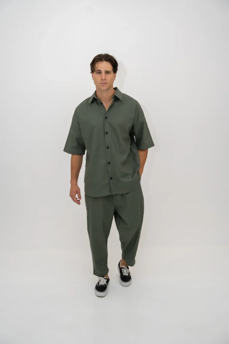 Devoted Linen Khaki Oversized Set